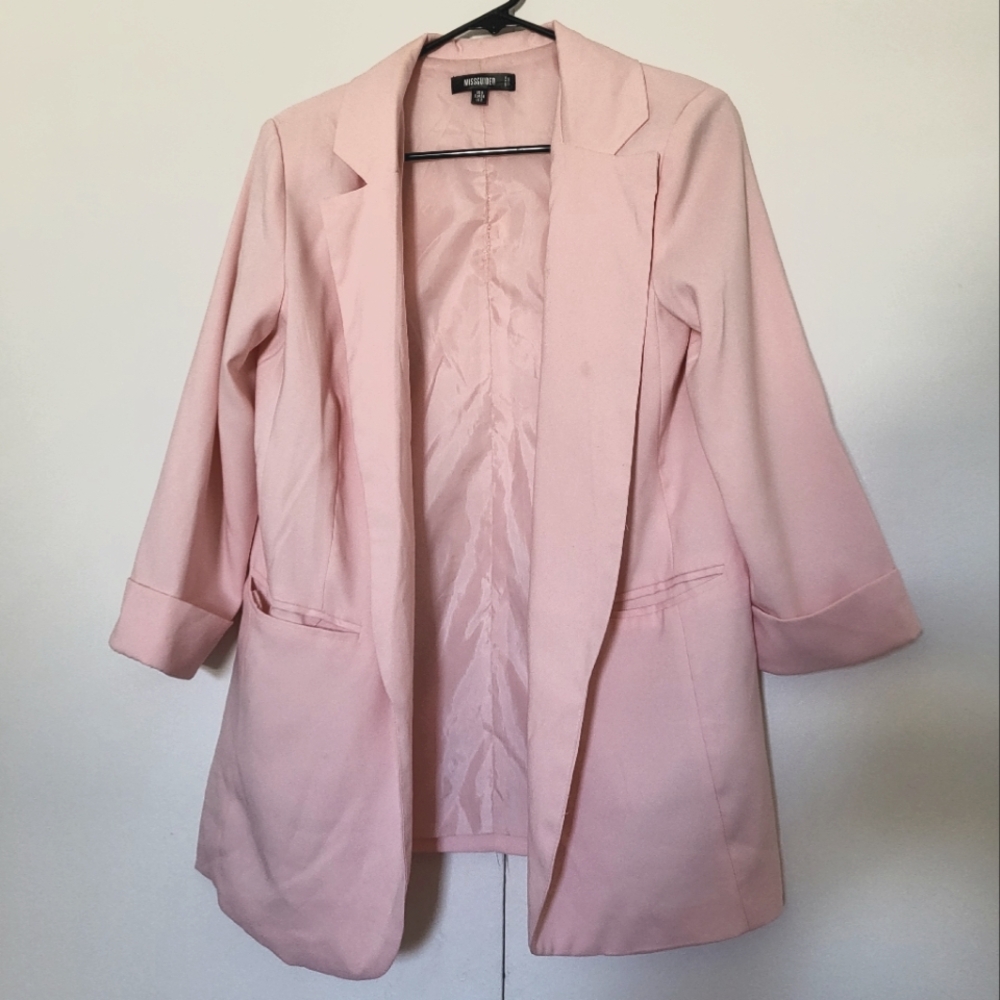 Blush Pink Rolled Sleeve Blazer